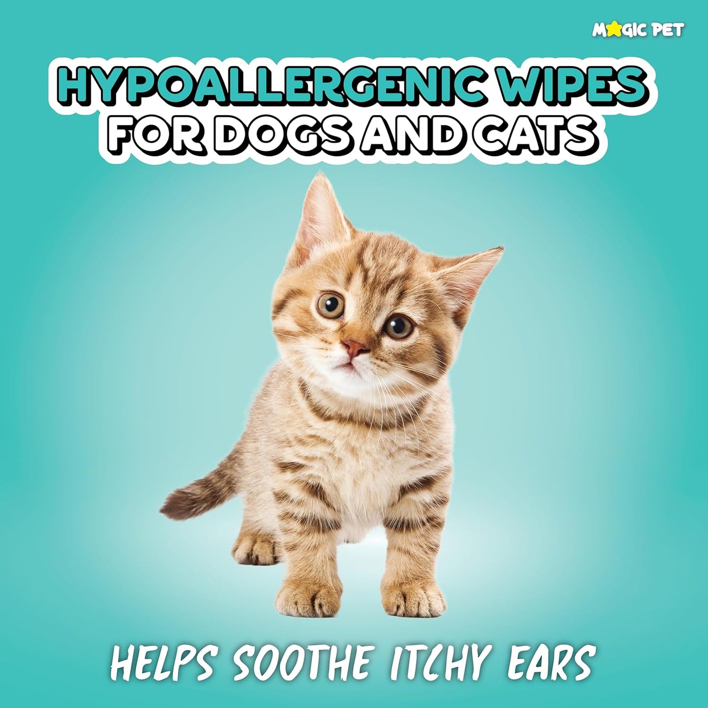 Magic Pet Hypoallergenic Ear Cleaner Wipes for Dogs & Cats, 120 Count