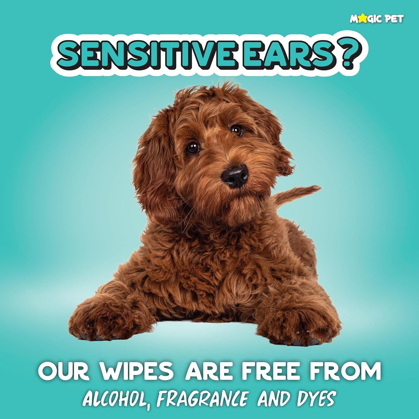 Magic Pet Hypoallergenic Ear Cleaner Wipes for Dogs & Cats, 120 Count